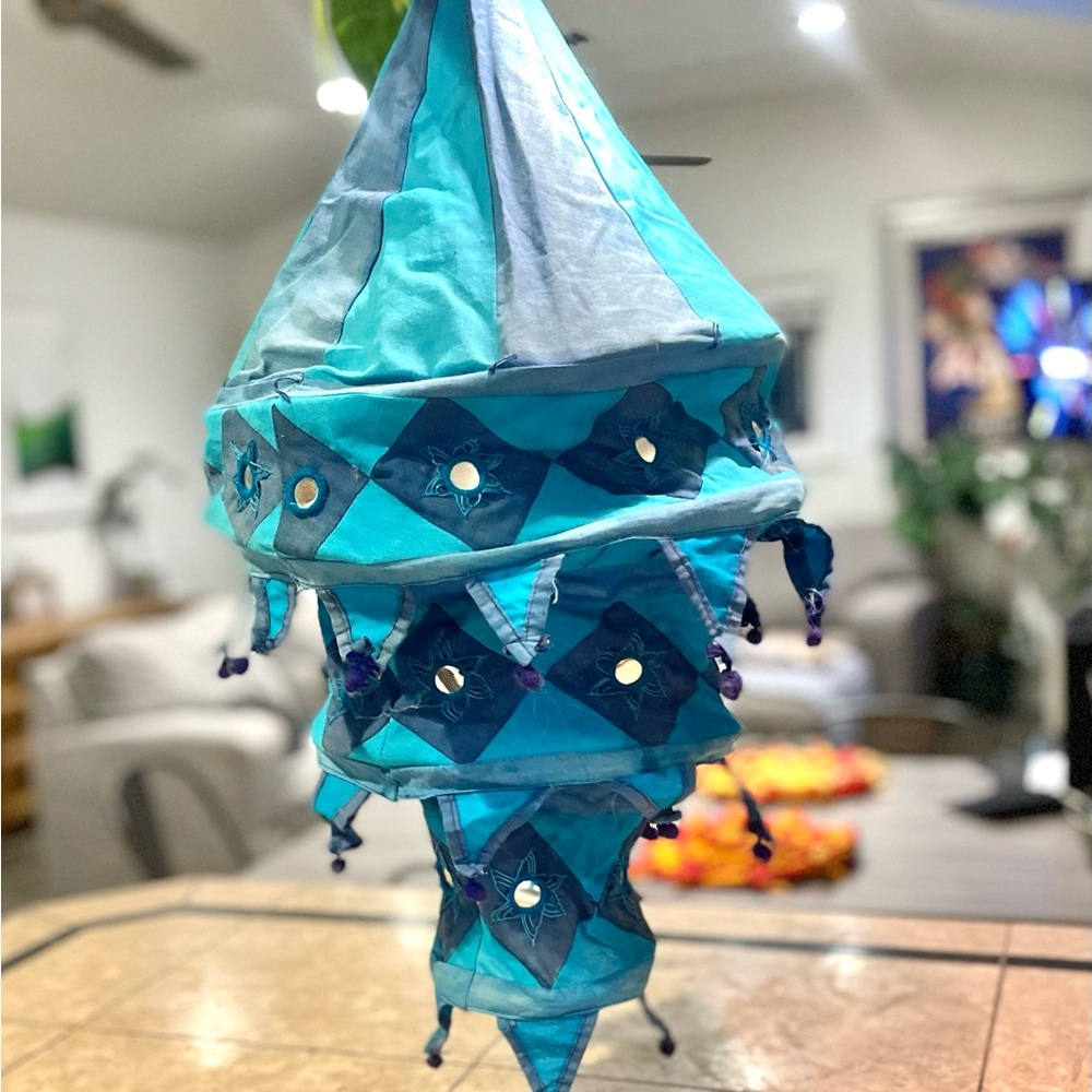 Group of 4 Hand-Sewn Hanging mirrored Lanterns